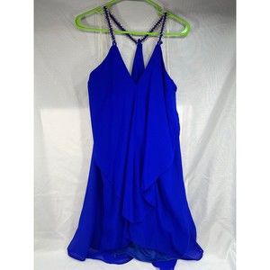 Charlotte Russe Blue 1X Plus Dress Flowy Evening Beach Cover Gold Chain Straps